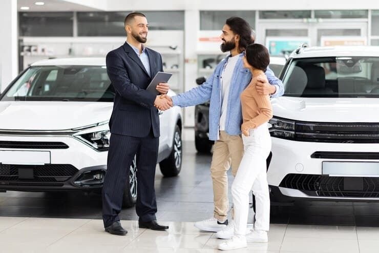 Professional buyer finalizing a transaction at the best place to sell car melbourne safely